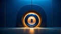 3D rendering illustration of glowing keyhole on abstract blue background Royalty Free Stock Photo